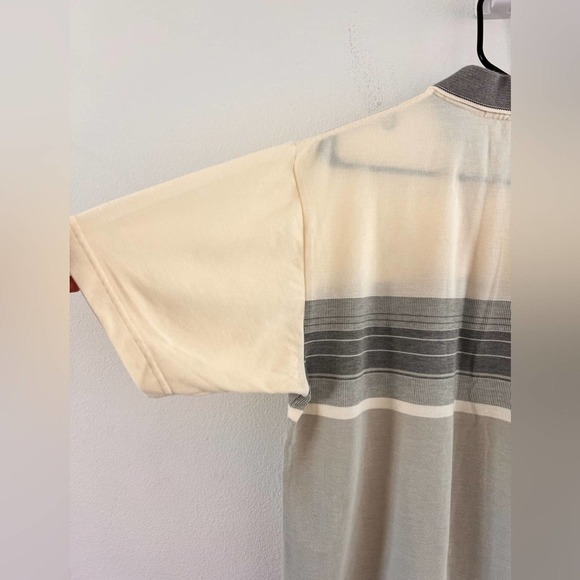 Polo US Open Polo Team Club Grey Cream Striped Pocket Polo Shirt Size 50 - Picture 10 of 13